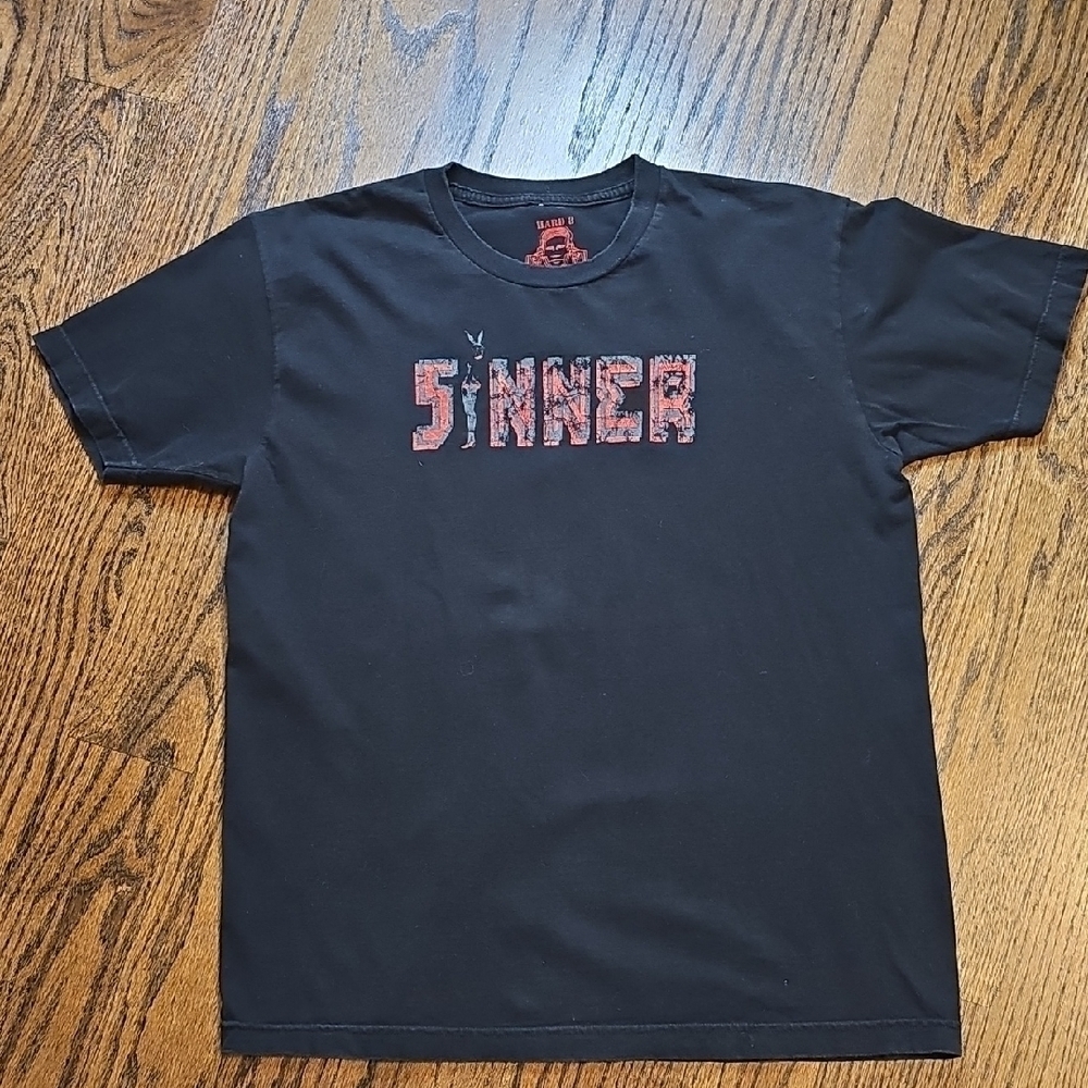Hard 8 Black and Red Short Sleeve Tee with Sinner/Saint Graphic Reversible - Picture 2 of 8
